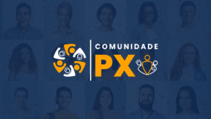 imagem azul com o logotipo da comunidade px