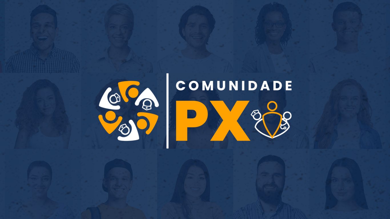 imagem azul com o logotipo da comunidade px